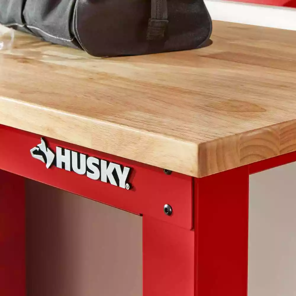 Husky 8 ft. Adjustable Height Solid Wood Top Workbench in Red for Ready to Assemble Steel Garage Storage System 7 Husky 8 ft. Adjustable Height Solid Wood Top Workbench in Red for Ready to Assemble Steel Garage Storage System - Image 5