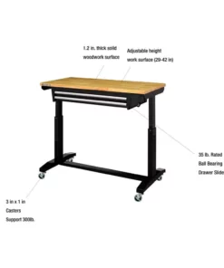 Husky 46 in. Adjustable Height Work Table with 2-Drawers in Black 21 Husky 46 in. Adjustable Height Work Table with 2-Drawers in Black -FixPro Store husky workbenches holt4602b12 1d 1000