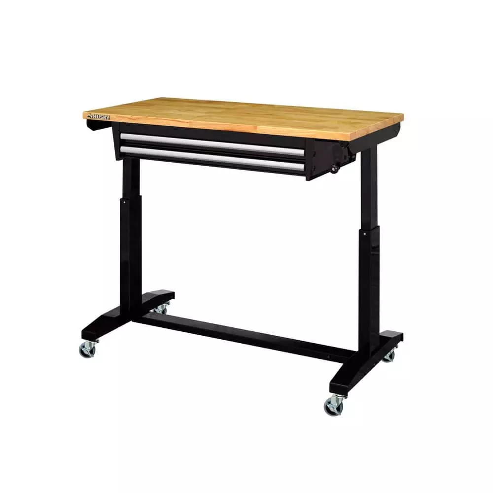 Husky 46 in. Adjustable Height Work Table with 2-Drawers in Black 11 Husky 46 in. Adjustable Height Work Table with 2-Drawers in Black - Image 9
