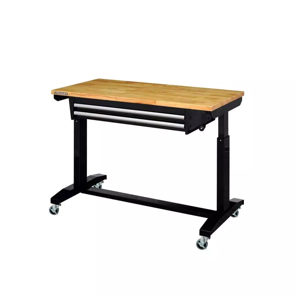 Husky 46 in. Adjustable Height Work Table with 2-Drawers in Black 8 Husky 46 in. Adjustable Height Work Table with 2-Drawers in Black - Image 6