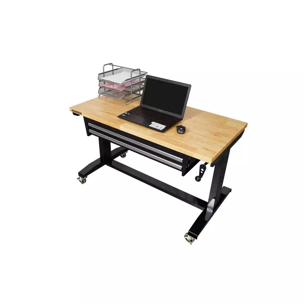 Husky 46 in. Adjustable Height Work Table with 2-Drawers in Black 9 Husky 46 in. Adjustable Height Work Table with 2-Drawers in Black - Image 7