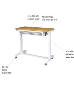 Husky 46 in. Adjustable Height Work Table with 2-Drawers in White 20 Husky 46 in. Adjustable Height Work Table with 2-Drawers in White -FixPro Store husky workbenches holt4602bj2 a0 1000