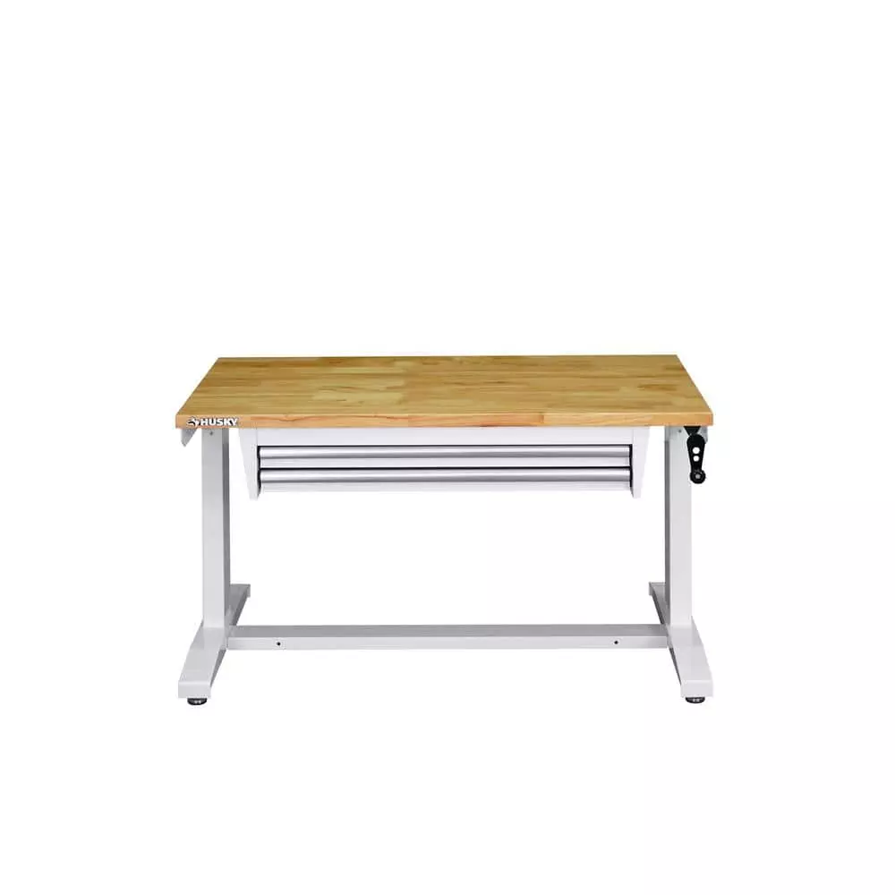Husky 46 in. Adjustable Height Work Table with 2-Drawers in White 14 Husky 46 in. Adjustable Height Work Table with 2-Drawers in White - Image 12