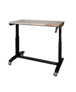 Husky 46 in. W x 24 in. D Steel Adjustable Height Solid Wood Top Workbench Table in Black -FixPro Store husky workbenches holt46xdb12 1f 1000