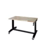 Husky 46 in. W x 24 in. D Steel Adjustable Height Solid Wood Top Workbench Table in Black