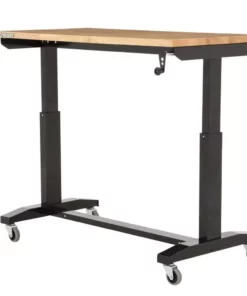 Husky 46 in. W x 24 in. D Steel Adjustable Height Solid Wood Top Workbench Table in Black -FixPro Store husky workbenches holt46xdb12 66 1000