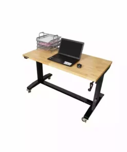 Husky 46 in. W x 24 in. D Steel Adjustable Height Solid Wood Top Workbench Table in Black -FixPro Store husky workbenches holt46xdb12 c3 1000