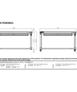 Husky 52 in.W x 24 in. D Steel 1-Drawer Adjustable Height Workbench with Dark Stained Wood Top in Gloss Black -FixPro Store husky workbenches holt5201b11 1d 1000