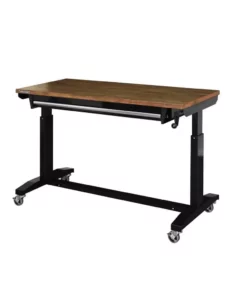 Husky 52 in.W x 24 in. D Steel 1-Drawer Adjustable Height Workbench with Dark Stained Wood Top in Gloss Black -FixPro Store husky workbenches holt5201b11 c3 1000
