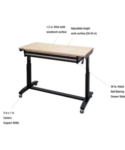 Husky 52 in. Adjustable Height Work Table with 2-Drawers in Black 20 Husky 52 in. Adjustable Height Work Table with 2-Drawers in Black -FixPro Store husky workbenches holt5202b12 1d 1000