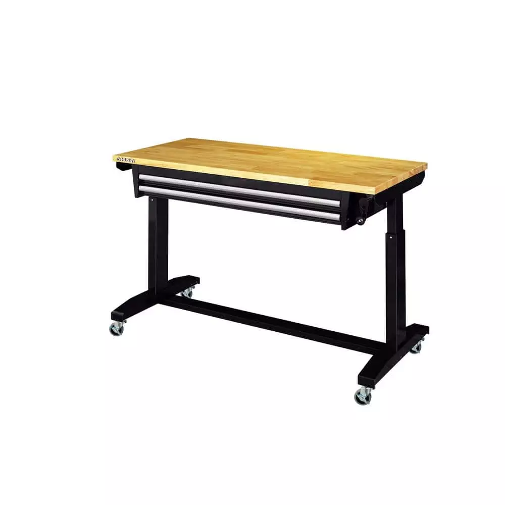 Husky 52 in. Adjustable Height Work Table with 2-Drawers in Black 11 Husky 52 in. Adjustable Height Work Table with 2-Drawers in Black - Image 9