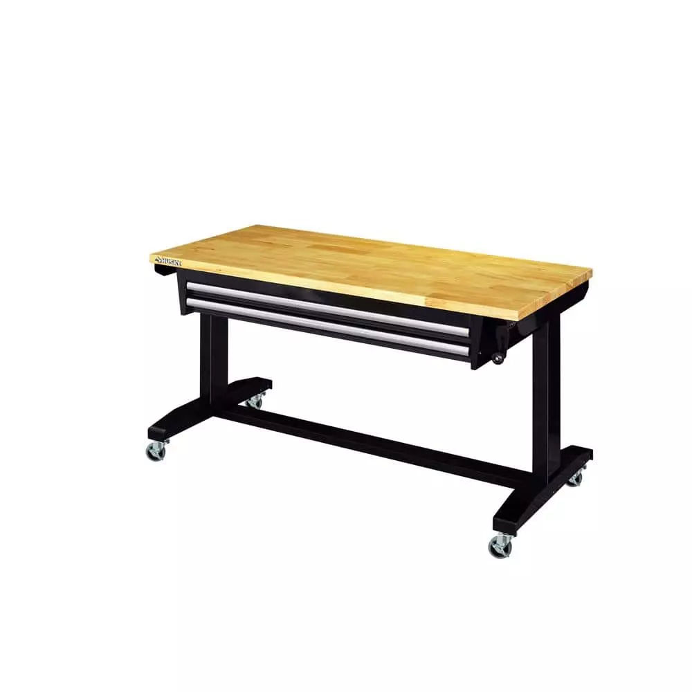 Husky 52 in. Adjustable Height Work Table with 2-Drawers in Black 3 Husky 52 in. Adjustable Height Work Table with 2-Drawers in Black