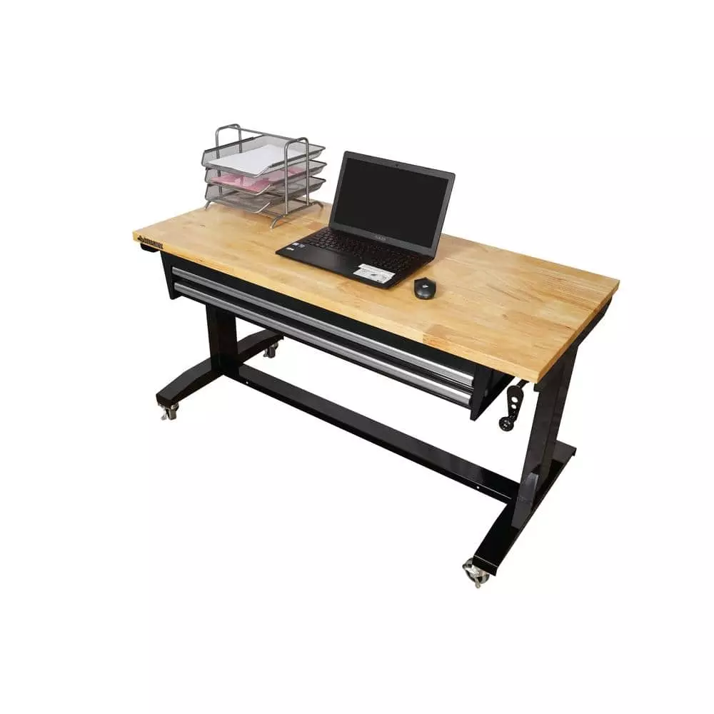 Husky 52 in. Adjustable Height Work Table with 2-Drawers in Black 9 Husky 52 in. Adjustable Height Work Table with 2-Drawers in Black - Image 7
