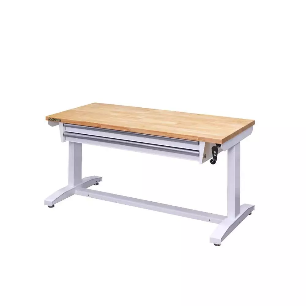 Husky 52 in. Adjustable Height Workbench Table with 2-Drawers in White 11 Husky 52 in. Adjustable Height Workbench Table with 2-Drawers in White - Image 9