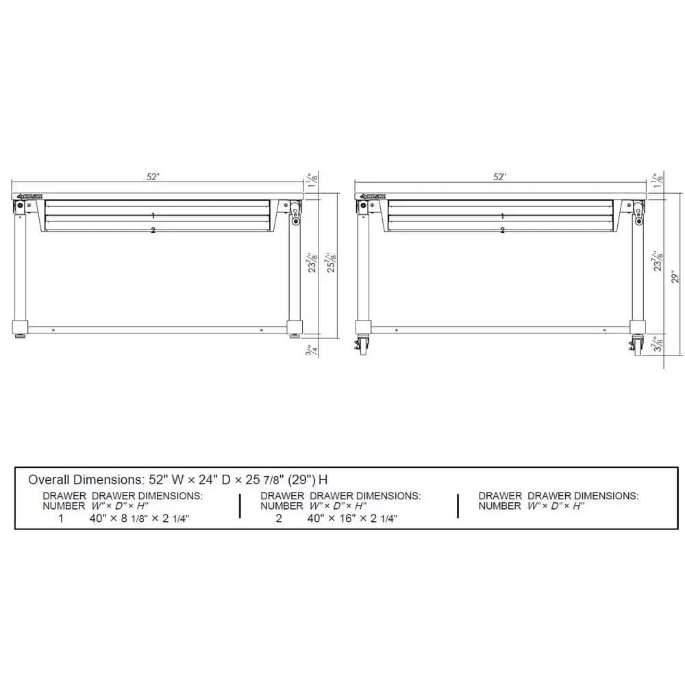 Husky 52 in. Adjustable Height Workbench Table with 2-Drawers in White 10 Husky 52 in. Adjustable Height Workbench Table with 2-Drawers in White - Image 8
