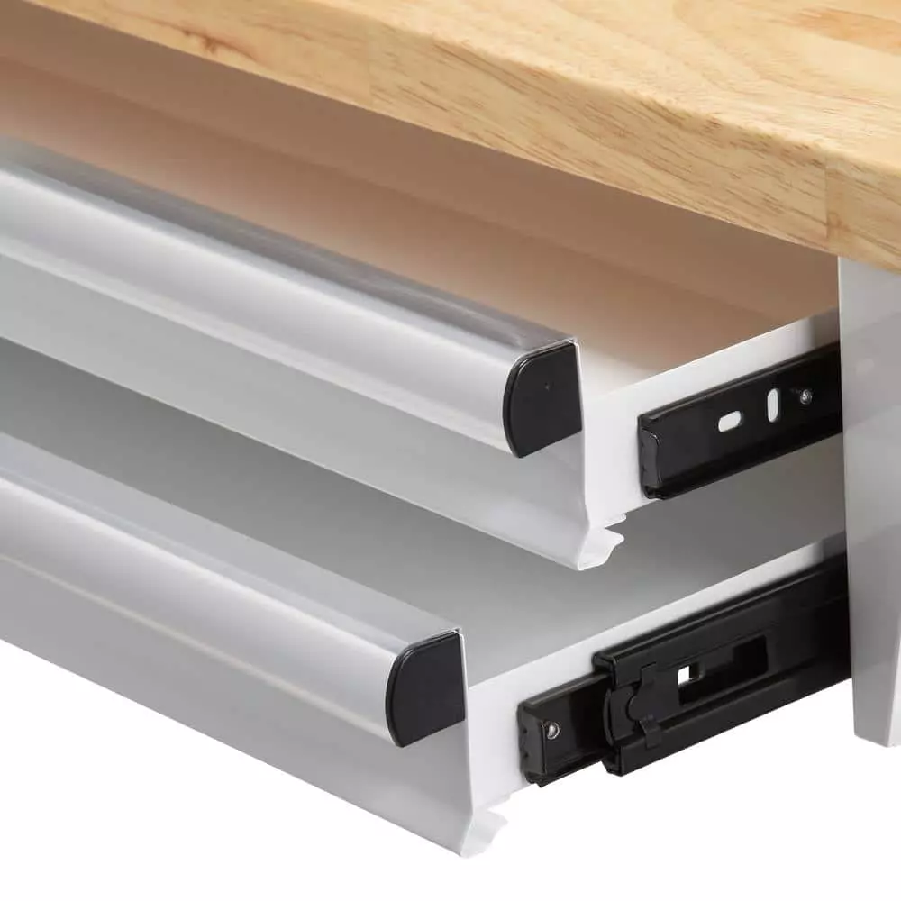 Husky 52 in. Adjustable Height Workbench Table with 2-Drawers in White 4 Husky 52 in. Adjustable Height Workbench Table with 2-Drawers in White - Image 2