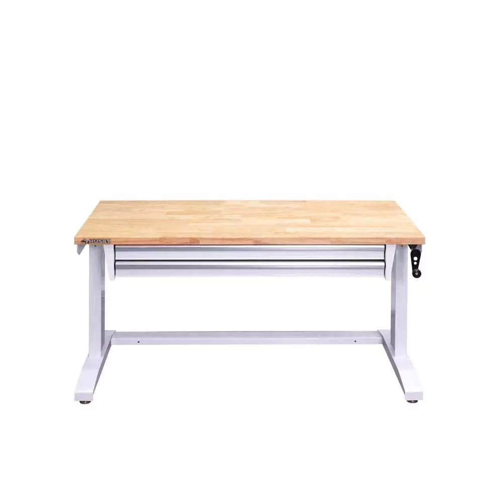 Husky 52 in. Adjustable Height Workbench Table with 2-Drawers in White 14 Husky 52 in. Adjustable Height Workbench Table with 2-Drawers in White - Image 12