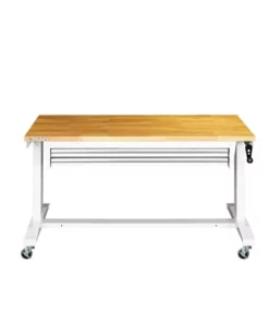 Husky 52 in. W x 24 in. D Steel 2-Drawer Adjustable Height Solid Wood Top Workbench Table in White -FixPro Store husky workbenches holt5202bj2 1f 1000