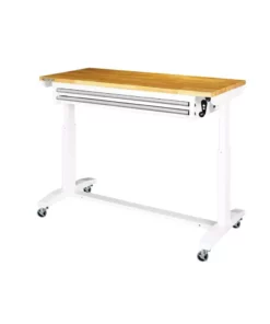Husky 52 in. W x 24 in. D Steel 2-Drawer Adjustable Height Solid Wood Top Workbench Table in White -FixPro Store husky workbenches holt5202bj2 44 1000