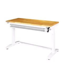 Husky 52 in. W x 24 in. D Steel 2-Drawer Adjustable Height Solid Wood Top Workbench Table in White -FixPro Store husky workbenches holt5202bj2 66 1000