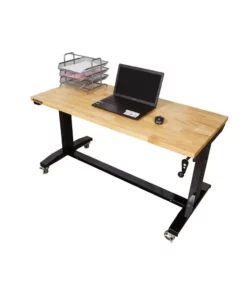 Husky 52 in. W x 24 in. D Adjustable Height Solid Wood Top Workbench Table in Black -FixPro Store husky workbenches holt52xdb12 40 1000