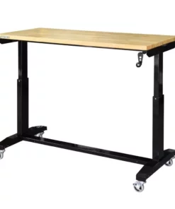Husky 52 in. W x 24 in. D Adjustable Height Solid Wood Top Workbench Table in Black -FixPro Store husky workbenches holt52xdb12 66 1000