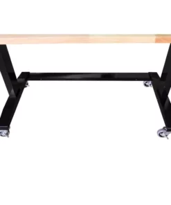 Husky Two Pack 52 in. and 62 in. Adjustable Height Work Tables with Solid Wood Tops in Black -FixPro Store husky workbenches holt52xdb12 holt62xdb12 1f 1000
