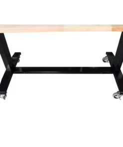 Husky Two Pack 52 in. and 62 in. Adjustable Height Work Tables with Solid Wood Tops in Black -FixPro Store husky workbenches holt52xdb12 holt62xdb12 44 1000