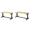 Husky Two Pack 52 in. and 62 in. Adjustable Height Work Tables with Solid Wood Tops in Black -FixPro Store husky workbenches holt52xdb12 holt62xdb12 64 1000