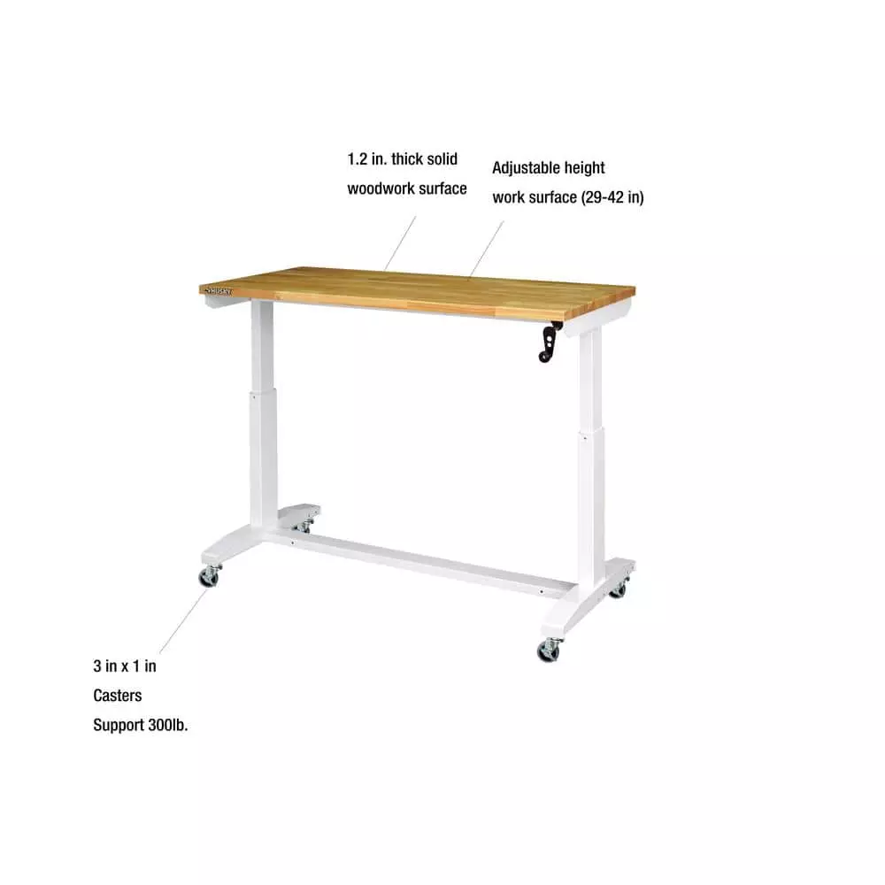 Husky 52 in. Adjustable Height Work Table in White 7 Husky 52 in. Adjustable Height Work Table in White - Image 5