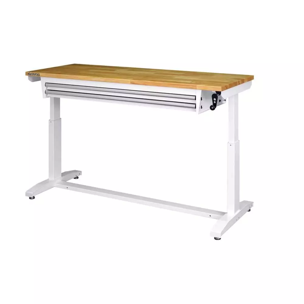 Husky 62 in. Adjustable Height Work with 2-Drawers Table in White 10 Husky 62 in. Adjustable Height Work with 2-Drawers Table in White - Image 8