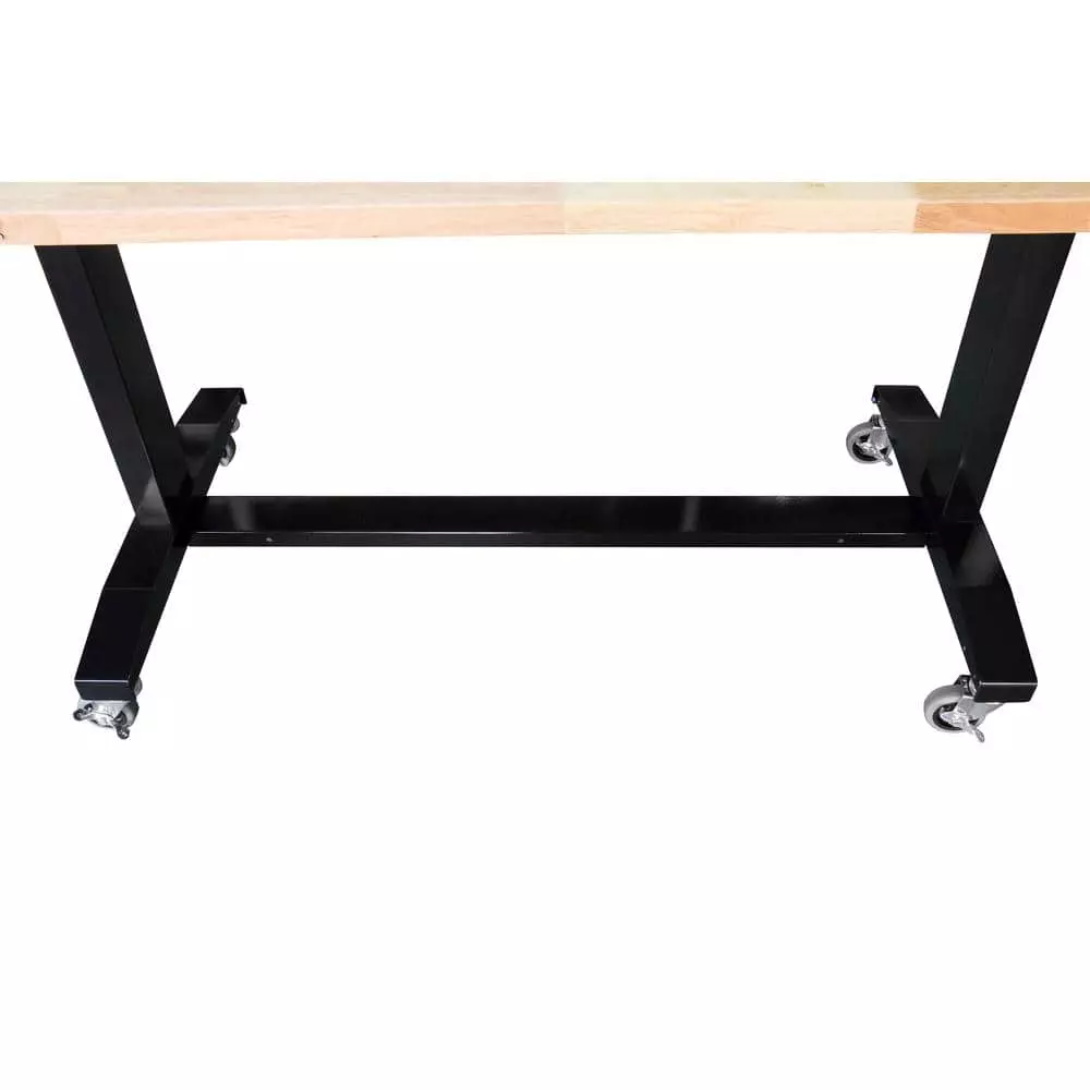Husky 62 in. W x 24 in. D Adjustable Height Solid Wood Top Workbench Table in Black 12 Husky 62 in. W x 24 in. D Adjustable Height Solid Wood Top Workbench Table in Black - Image 10