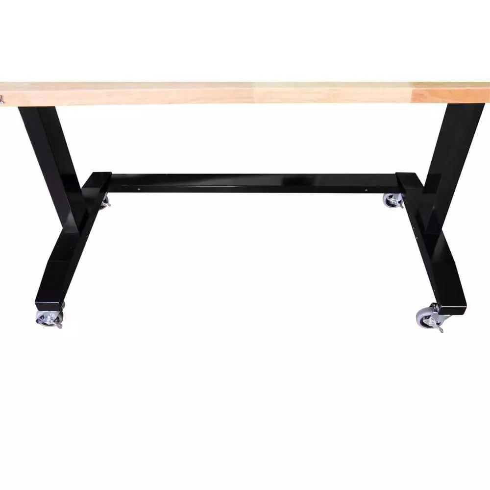 Husky 62 in. W x 24 in. D Adjustable Height Solid Wood Top Workbench Table in Black 11 Husky 62 in. W x 24 in. D Adjustable Height Solid Wood Top Workbench Table in Black - Image 9