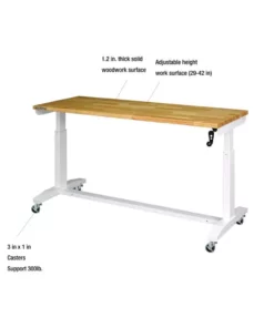 Husky 62 in. Adjustable Height Work Table in White -FixPro Store husky workbenches holt62xdbj2 a0 1000