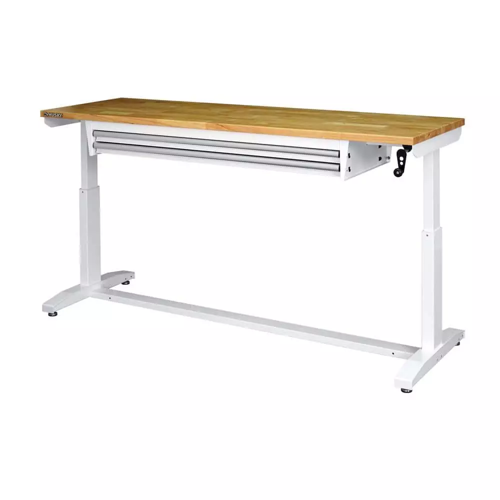Husky 72 in. 2-Drawers Adjustable Height Work Table in White 7 Husky 72 in. 2-Drawers Adjustable Height Work Table in White - Image 5