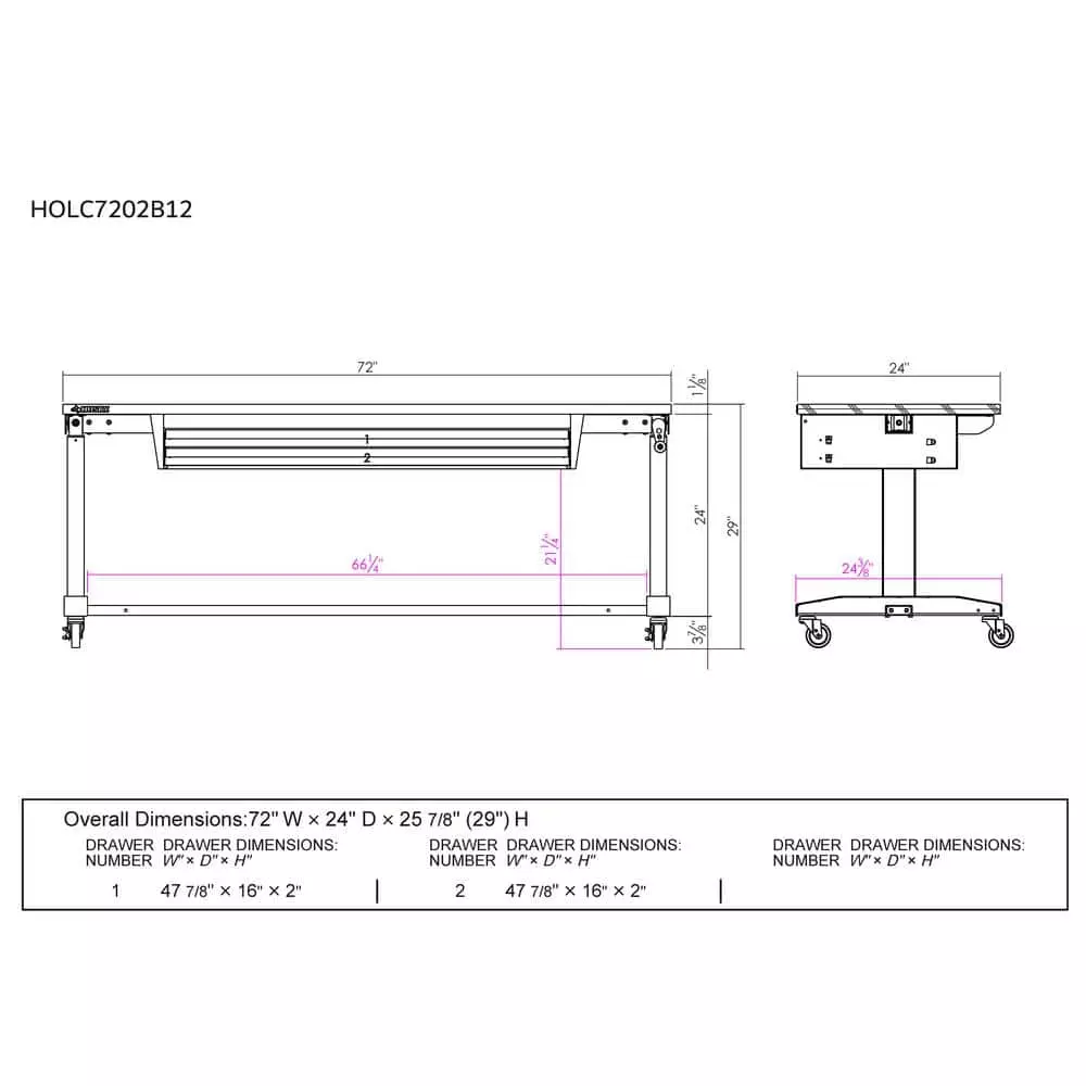 Husky 72 in. 2-Drawers Adjustable Height Work Table in White 5 Husky 72 in. 2-Drawers Adjustable Height Work Table in White - Image 3