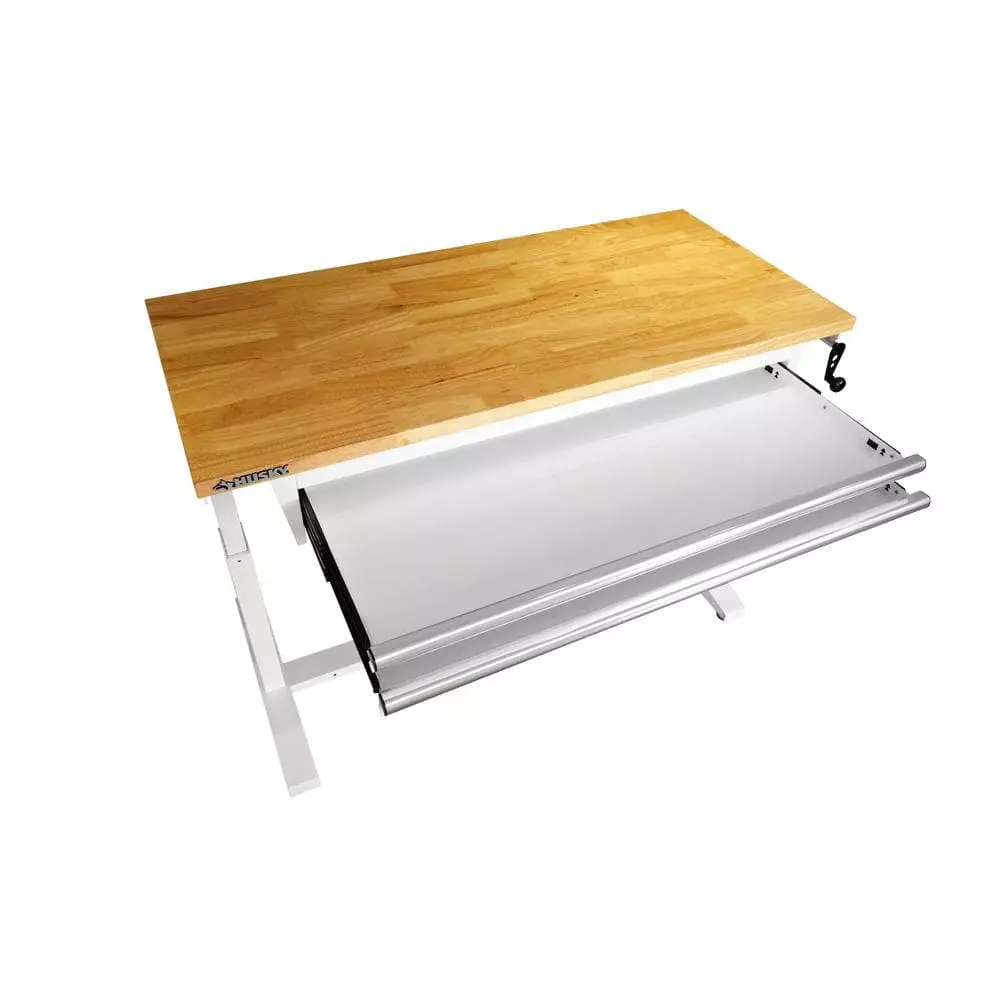 Husky 72 in. 2-Drawers Adjustable Height Work Table in White 14 Husky 72 in. 2-Drawers Adjustable Height Work Table in White - Image 12