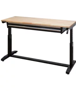 Husky 62 in. Adjustable Height Workbench Table with 2-Drawers in Black -FixPro Store husky workbenches hotl6202b12 1d 1000