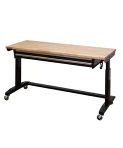 Husky 62 in. Adjustable Height Workbench Table with 2-Drawers in Black -FixPro Store husky workbenches hotl6202b12 c3 1000