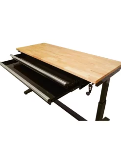 Husky 62 in. Adjustable Height Workbench Table with 2-Drawers in Black -FixPro Store husky workbenches hotl6202b12 d4 1000