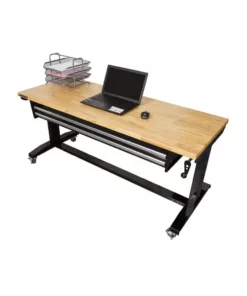 Husky 62 in. Adjustable Height Workbench Table with 2-Drawers in Black -FixPro Store husky workbenches hotl6202b12 e1 1000