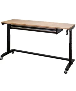 Husky 72 in. Adjustable Height Workbench Table with 2-Drawers in Black -FixPro Store husky workbenches hotl7202b12 1d 1000