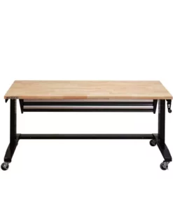 Husky 72 in. Adjustable Height Workbench Table with 2-Drawers in Black -FixPro Store husky workbenches hotl7202b12 1f 1000
