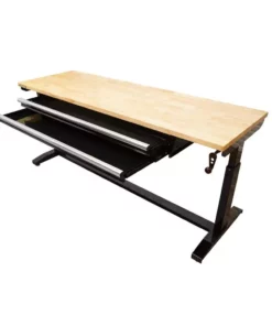 Husky 72 in. Adjustable Height Workbench Table with 2-Drawers in Black -FixPro Store husky workbenches hotl7202b12 76 1000