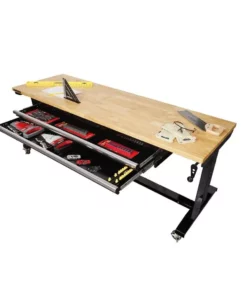 Husky 72 in. Adjustable Height Workbench Table with 2-Drawers in Black -FixPro Store husky workbenches hotl7202b12 77 1000