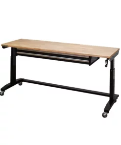 Husky 72 in. Adjustable Height Workbench Table with 2-Drawers in Black -FixPro Store husky workbenches hotl7202b12 c3 1000