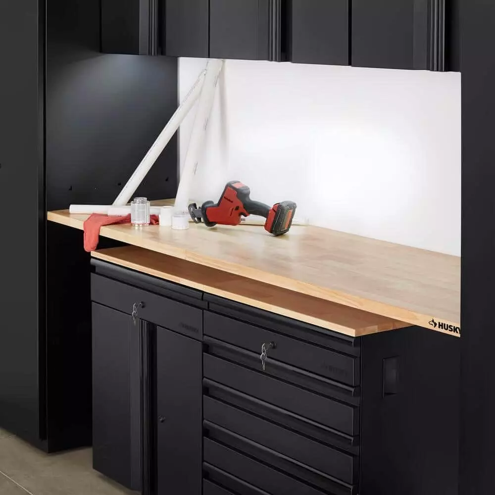 Husky 84 in. Solid Wood Work Surface for Heavy Duty Welded Steel Garage Storage System 7 Husky 84 in. Solid Wood Work Surface for Heavy Duty Welded Steel Garage Storage System - Image 5