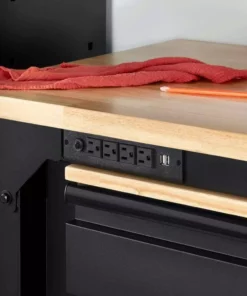 Husky 6 ft. Adjustable Height Solid Wood Top Workbench in Black for Heavy Duty Welded Steel Garage Storage System -FixPro Store husky workbenches htc1000004 1d 1000