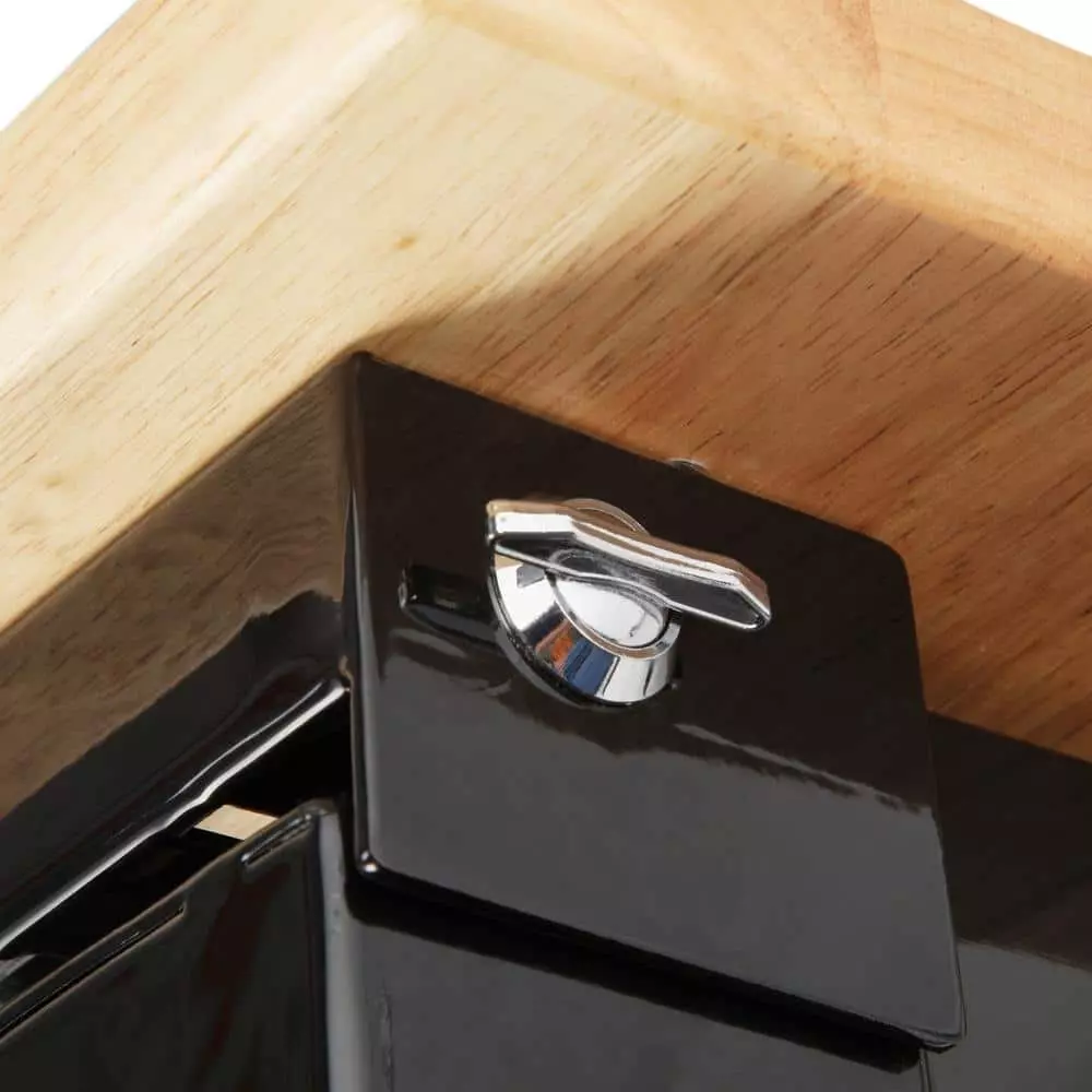 Husky 6 ft. Folding Adjustable Height Solid Wood Top Workbench in Black 8 Husky 6 ft. Folding Adjustable Height Solid Wood Top Workbench in Black - Image 6