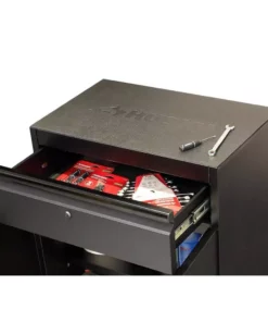 Husky Regular Duty Welded 24-Gauge Steel 1-Drawer 2-Door Garage Base Cabinet in Black (24 in. W x 33 in. H x 16 in. D) -FixPro Store matte black powder coating husky free standing cabinets g2401b us 44 1000